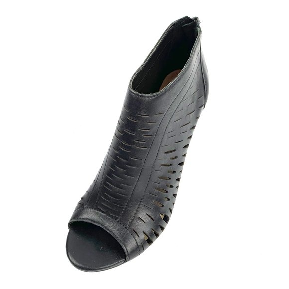 ALDO Dwaima‎ Black Leather Peep Toe Stiletto Booties - Picture 4 of 11